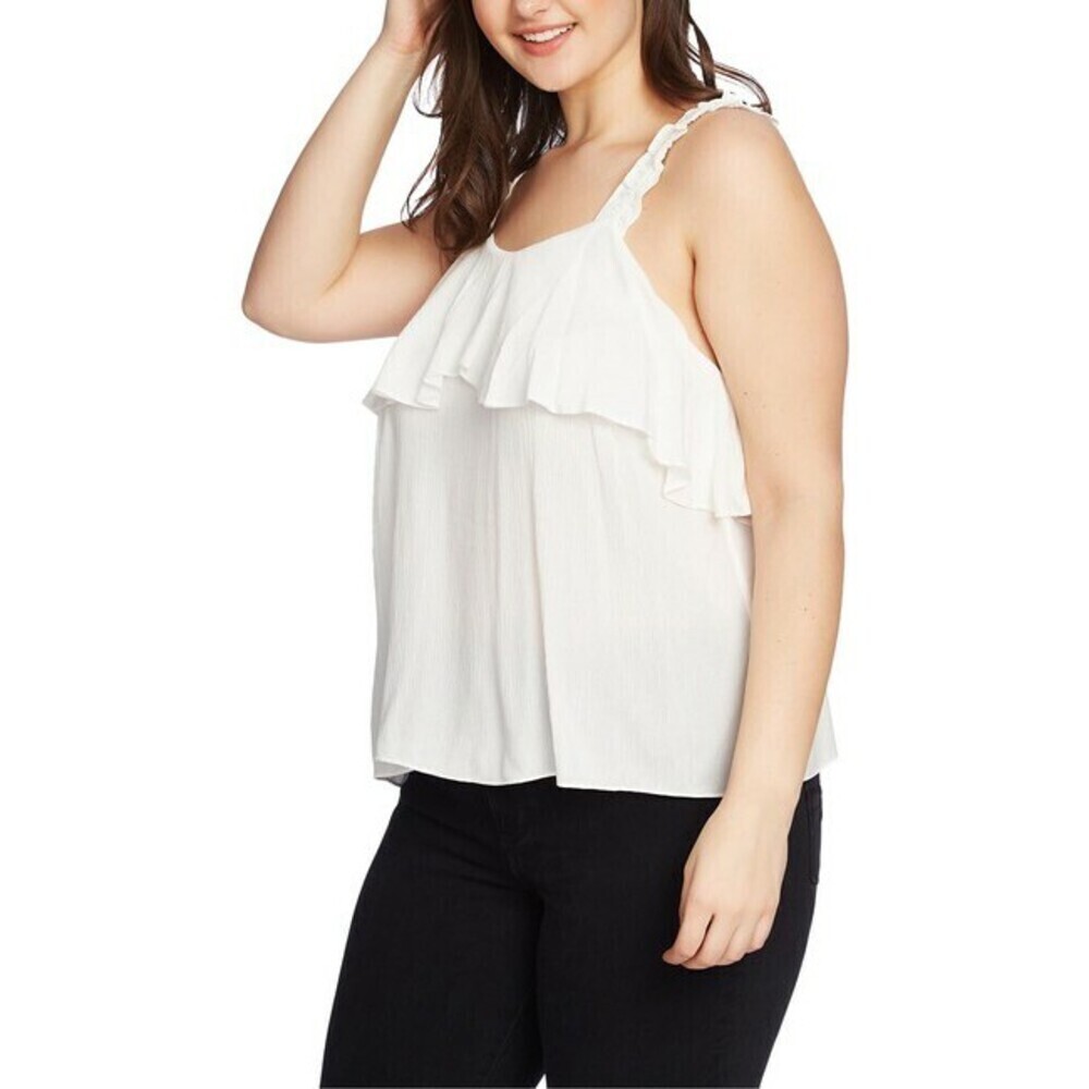 1.State Women's Ruched Strap Flounce Edge Camisole In Soft Ecru Size XL $130